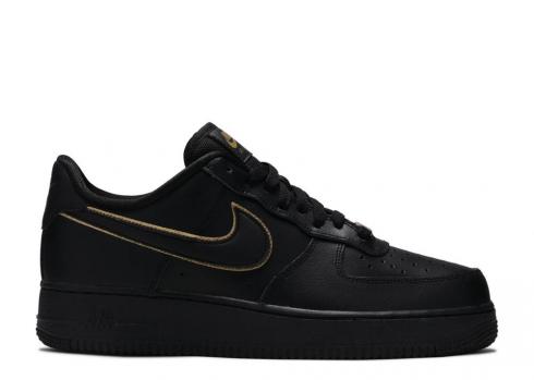 Nike Air Force 1 Low Black Gold Swoosh Metálico AO2132-005