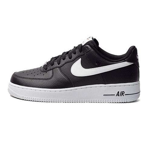 Nike Air Force 1 低筒黑色白色皮革休閒鞋 488298-092