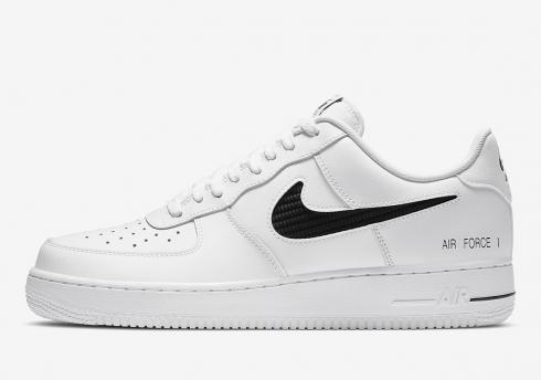 Nike Air Force 1 Low Cut Out Swoosh Blanco Negro Zapatos CZ7377-100