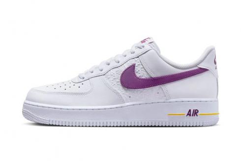 Nike Air Force 1 Low EMB Lakers White Bold Berry Speed Yellow FJ4209-100
