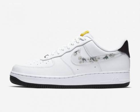 Nike Air Force 1 Low GS Daisy White Black Yellow Shoes CW5859-100