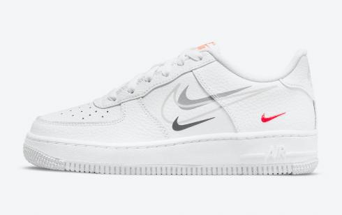 Nike Air Force 1 Low GS Multi-Swoosh Bianco Particle Grey Photon Dust Bright Crimson DO6486-100