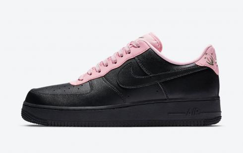 Nike Air Force 1 lage gewatteerde hak zwart roze schoenen CJ1629-001