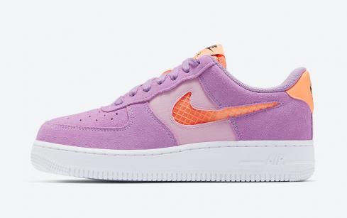 Nike Air Force 1 低紫星白紫橙鞋 CJ1647-500