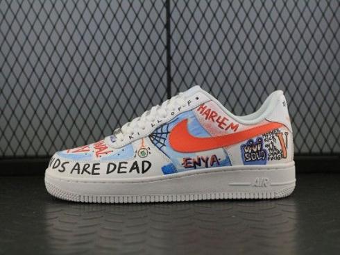 Nike Air Force 1 Low White Blue Orange Running Shoes AH5360-100