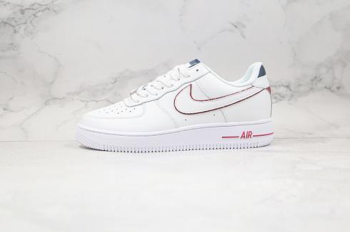 Nike Air Force 1 Low White Red Navy Blue Кроссовки AH0287-212