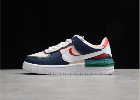 Nike Air Force 1 Shadow SE Midnight Navy Rose Rouge Vert AQ4211-107 pour Enfant