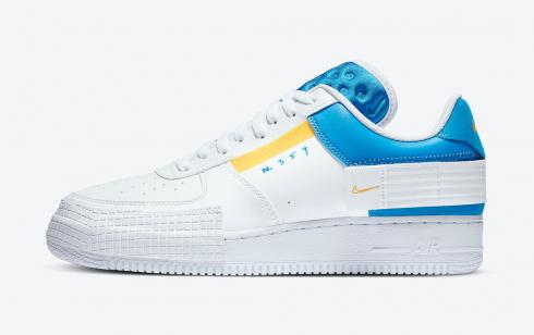 Nike Air Force 1 Type White Black Photo Blue University Gold CK6923-101