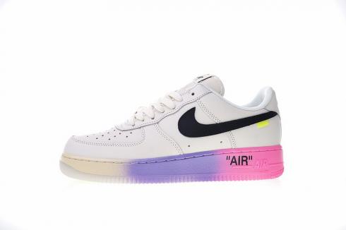 Off White x Nike Air Force 1 Low 07 Grå Pink Sort Lilla AA3832-102