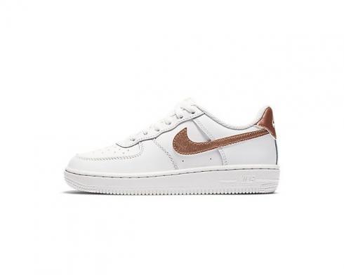 Кроссовки Nike Air Force 1 Low Child White Metallic Bronze Shoes 314220-129