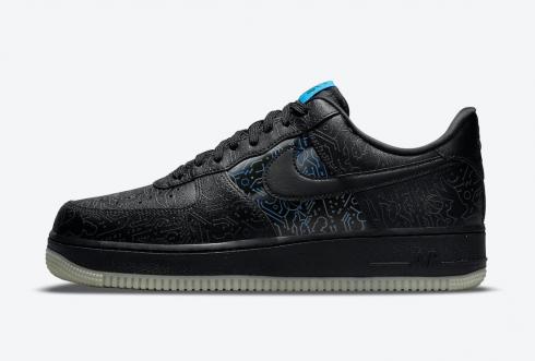 Space Jam x Nike Air Force 1 07 Computer Chip Black Light Blue Fury DH5354-001