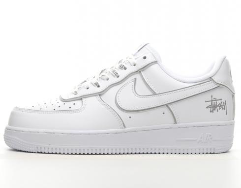 Stussy x Nike Air Force 1 Low White Silver Reflective BQ6246-019