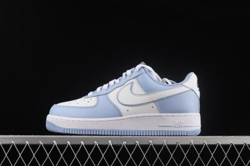 Femmes Nike Air Force 1 07 Low Bleu Blanc Noir Chaussures 307109-118