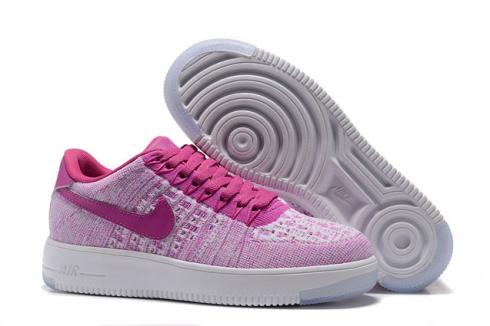 Nike Air Force 1 Flyknit Low Chaussures Femme Fuchsia Glow Blanc 820256-500