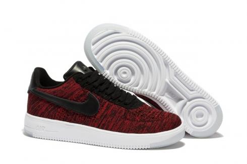 Nike Hombres Air Force 1 Low Ultra Flyknit Vino Rojo Negro LifeStyle Zapatos 820256