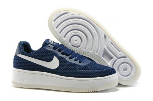 Nike Air Force 1 AF1 Low Upstep BR รองเท้าผ้าใบรองเท้าสีน้ำเงินเข้มสีขาว 833123