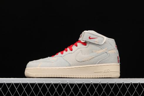 Levis x Nike Air Force 1 07 Mid Beige Rote Schuhe 651122-215