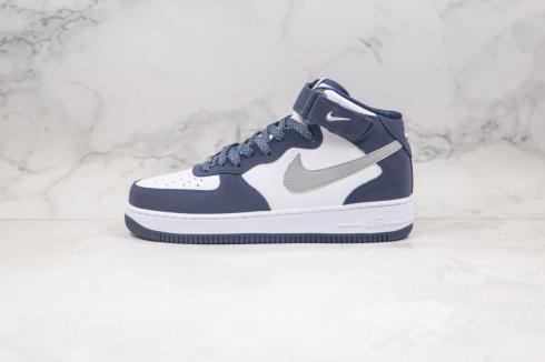 Sepatu Nike Air Force 1 07 Mid Navy White Grey Blue AQ2263-115