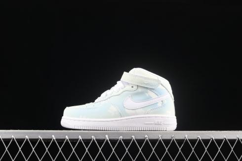 Nike Air Force 1 07 Mid White Blue Little Kids Topánky 314197-400