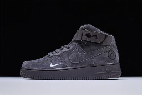 Nike Air Force 1 Mid Black Grey Unisex Basketball Shoes 808788-100