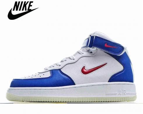 Nike Air Force 1 Mid Jewel 07 LV8 Branco Royal Blue Mens Shoes 596728-302