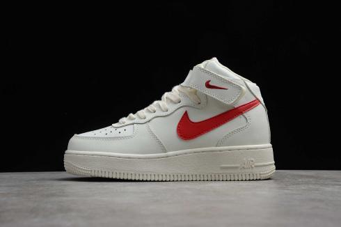 rdeče bele čevlje Nike Air Force 1 Mid Sail University 3154123-126