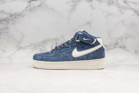 Sepatu Nike Air Force 1 Mid Suede Navy Blue White AA1118-007