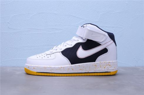 รองเท้า Nike Air Force 1 Mid White Black Yellow Unisex 596728-306