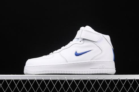 tênis unissex Nike Air Force 1 Mid branco azul AO1639-420