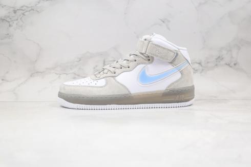buty do biegania Nike Air Force 1 Mid Wolf szaro-biało-niebieskie BC9925-102
