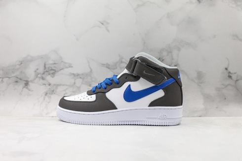 buty do biegania Nike Air Force 1 Mid YOHOOD ciemnoszare niebieskie białe 778900-100