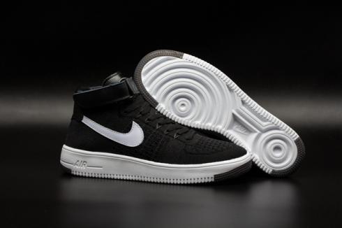 Nike空軍一號 AF1 Ultra Flyknit Mid QS 黑白男士休閒鞋 817420-005