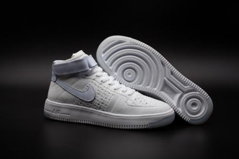 Nike Air Force One AF1 Ultra Flyknit Mid Triple White Freizeitschuhe 817420-100