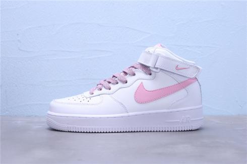 Nike Air Force 1'07 Mid Roze Zilver Reflecterende Lichte Hardloopschoenen Voor Dames 366731-911