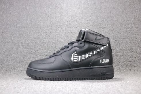Женские мужские повседневные туфли Nike Air Force 1 Mid Black 315123-011