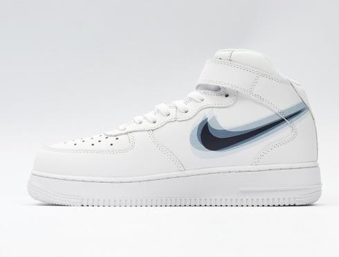 Dámske Nike Air Force 1 Mid White Blue Unisex Casual Topánky 596728-308
