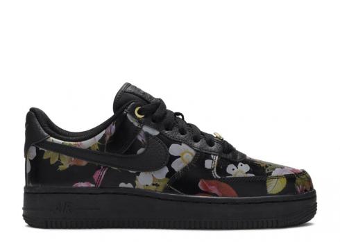 Nike Womens Air Force 1'07 Lxx Floral Preto Ouro Metálico AO1017-002