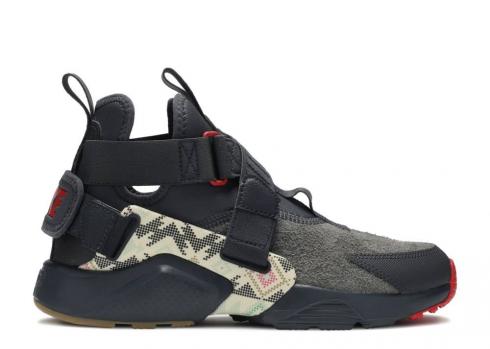 Nike Air Huarache City Utl Prm N7 Brown Light University Gum Anthracite Red Cream AT6170-001