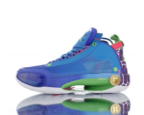 Air Jordan XXXIV 34 Azul Púrpura Blanco Zapatos de baloncesto BQ3381-401