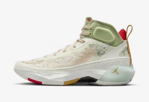 Air Jordan 37 CNY Year of the Rabbit Sanded Gold Faded Green Challenge Red FD4688-100