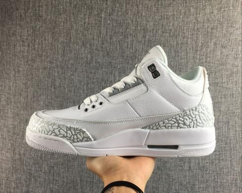 Air Jordan 3 AJ3 Retro All White Burst Basketball Chaussures Pour Hommes 318376-110