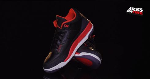 Air Jordan 3 GS Bright Crimson Black Bright Crimson-Fiolet 398614-005