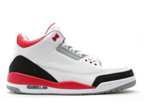 Air Jordan 3 Retro Ateş Kırmızısı Beyaz Çimento Grisi 136064-161,ayakkabı,spor ayakkabı