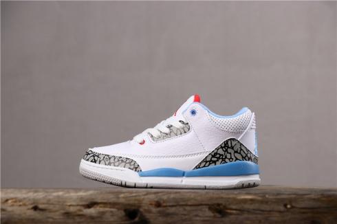 Sepatu Basket Nike Air Jordan 3 Triple-White Anak Terbaik 136064-108