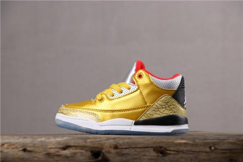 Rilis Baru Kids Air Jordan 3 Gold-Oscars Spike Lee Custom 136064-119
