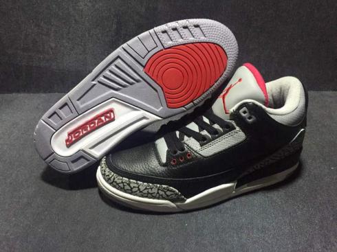 Giày bóng rổ nam Nike Air Jordan III 3 Crack Xám Đen Đỏ Nam Da