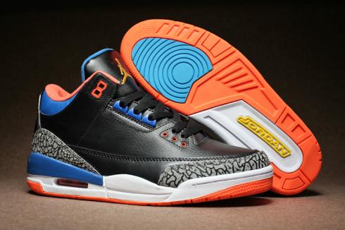 Sepatu Pria Nike Air Jordan III 3 Retro Hitam Putih Biru Oranye 854261