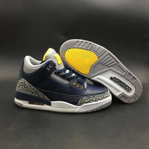 Giày bóng rổ nam Nike Air Jordan III 3 Retro Đen Xám Vàng 820064