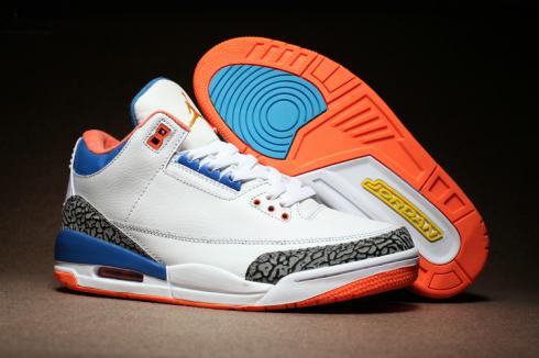 Nike Air Jordan III 3 Retro สีขาวสีน้ำเงินสีส้มรองเท้าผู้ชาย 854261