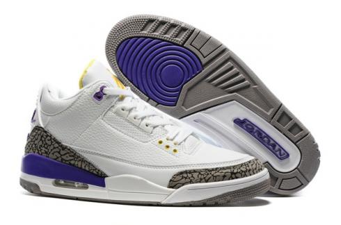 Nike Air Jordan III 3 Retro White Purple Yellow Black Cement Men Basketbal Shoes 136064-115